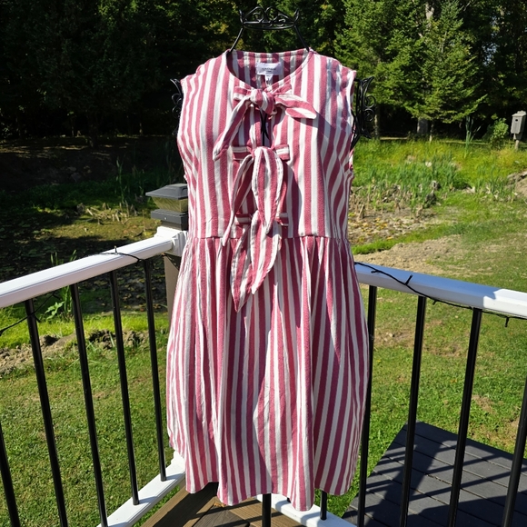 Anniewear Tied With a Bow striped babydoll dress,  size S, NWT - Picture 1 of 11